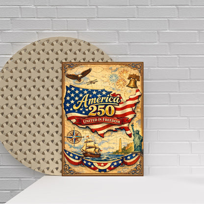 America 250 United in Freedom Vintage Map Poster/Canvas