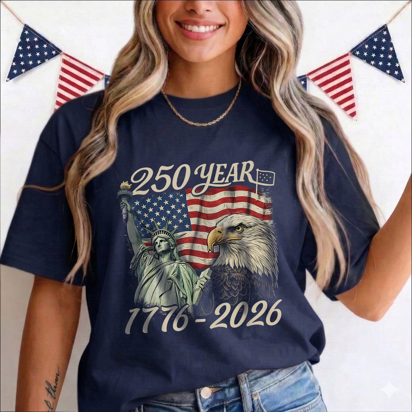 Happy 250 Years Birthday USA Shirt | Patriotic 4th of July 1776–2026 T-Shirt