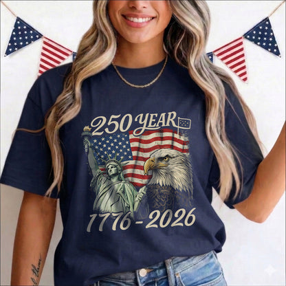 Happy 250 Years Birthday USA Shirt | Patriotic 4th of July 1776–2026 T-Shirt