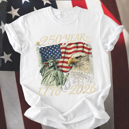 Happy 250 Years Birthday USA Shirt | Patriotic 4th of July 1776–2026 T-Shirt