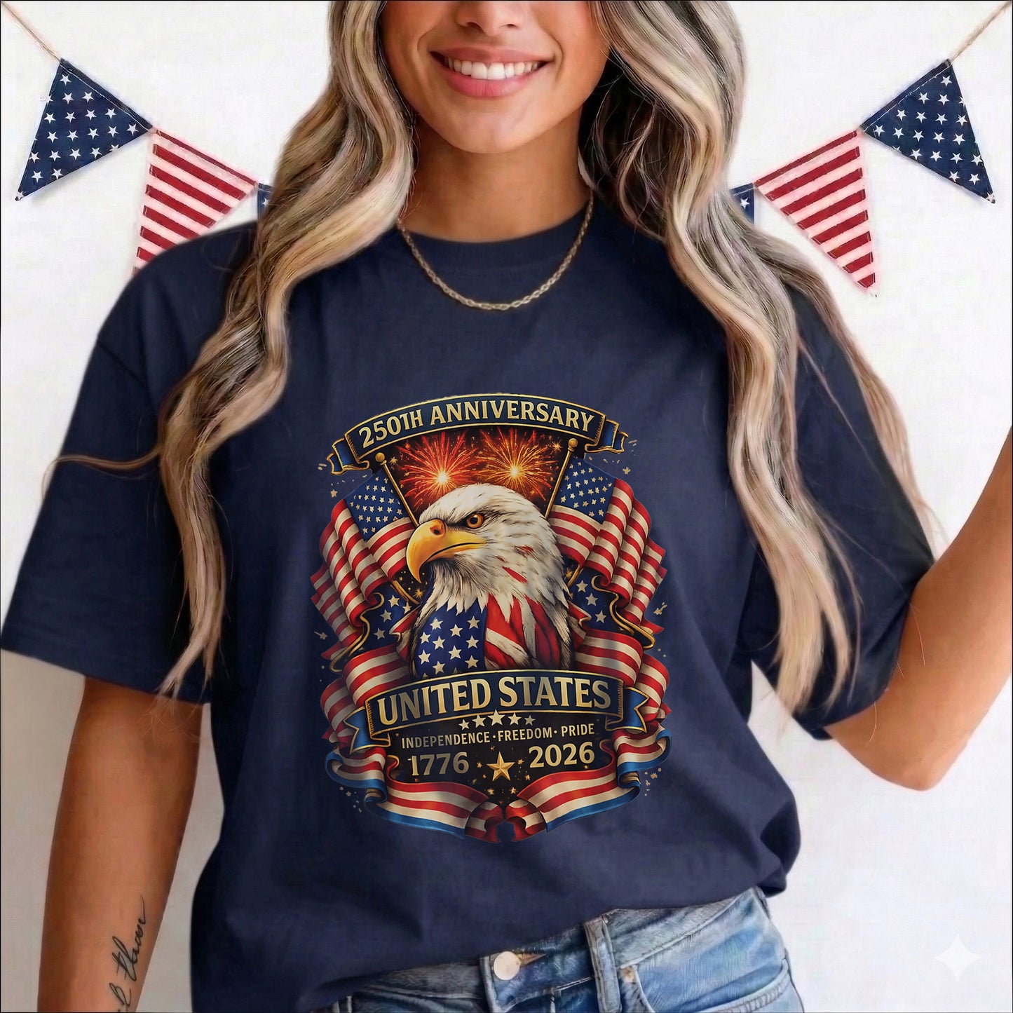 Happy 250 Years Birthday USA Shirt | Patriotic 4th of July 1776–2026 T-Shirt