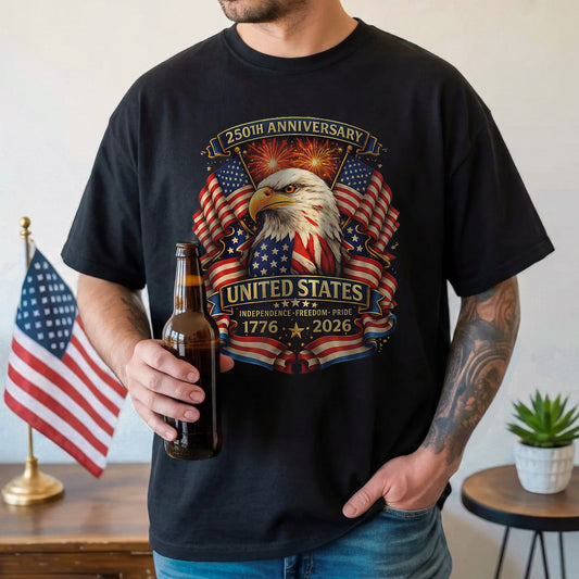 Happy 250 Years Birthday USA Shirt | Patriotic 4th of July 1776–2026 T-Shirt