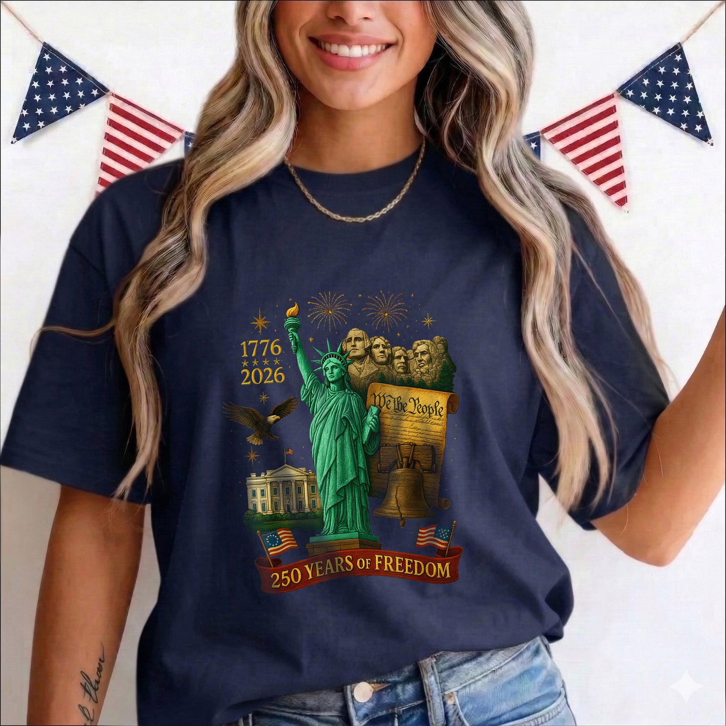 America 250th Anniversary 1776 2026 America 250 Years of Freedom Dark Shirt