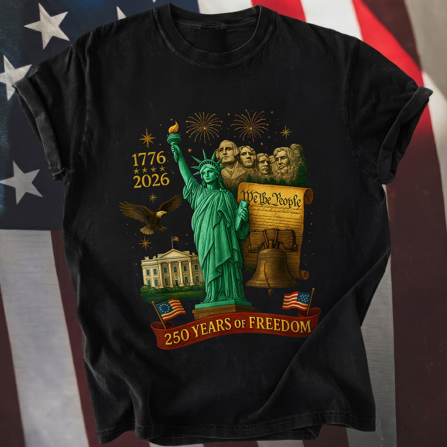 America 250th Anniversary 1776 2026 America 250 Years of Freedom Dark Shirt