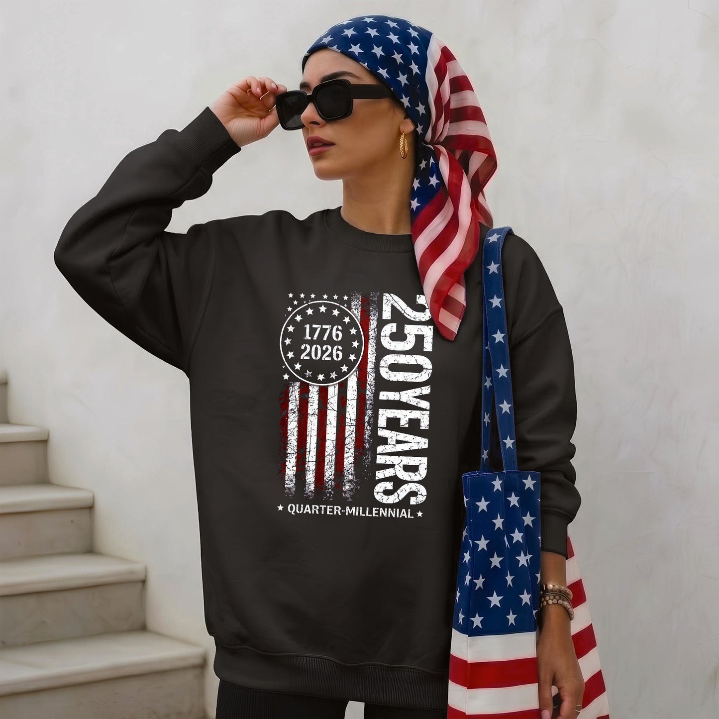 Quarter-Millennial 250th Anniversary Shirt Unisex American Flag Tee