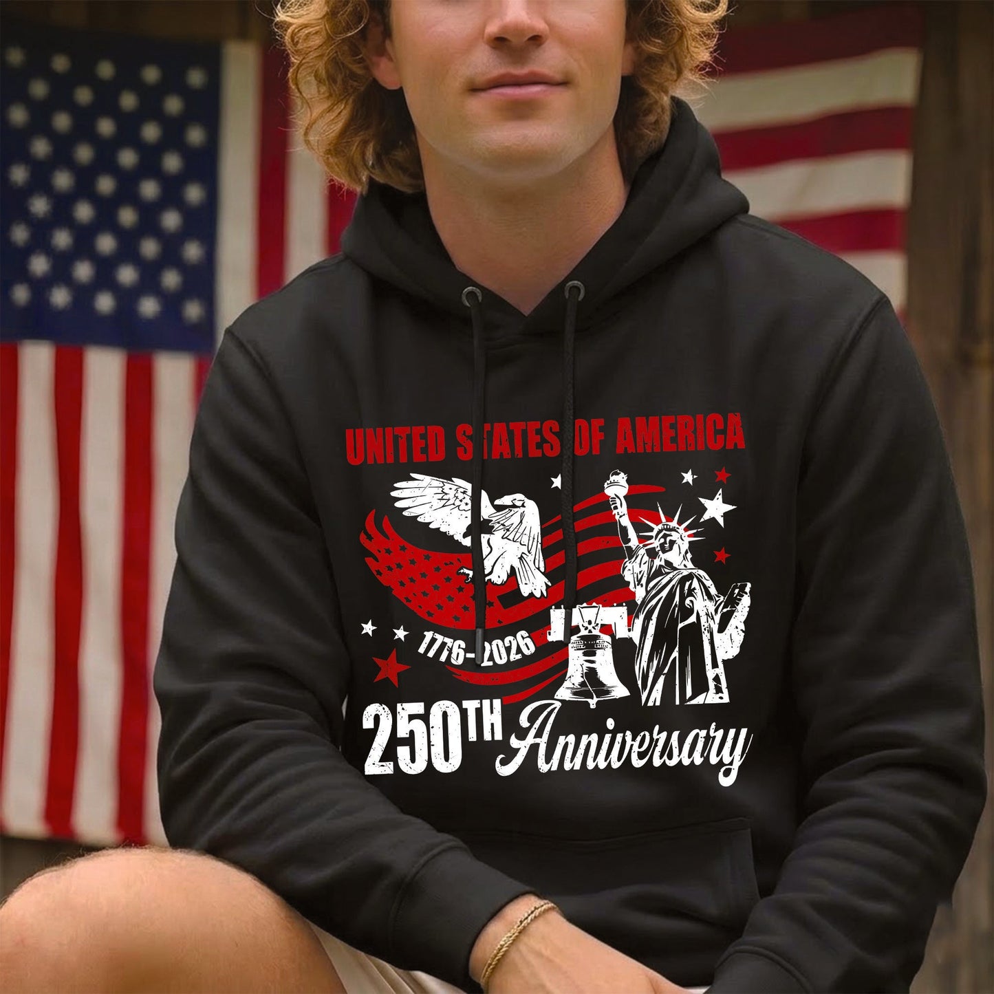 Patriotic 250th Anniversary Shirt United States of America 1776-2026 Eagle Liberty Bell Unisex T-Shirt