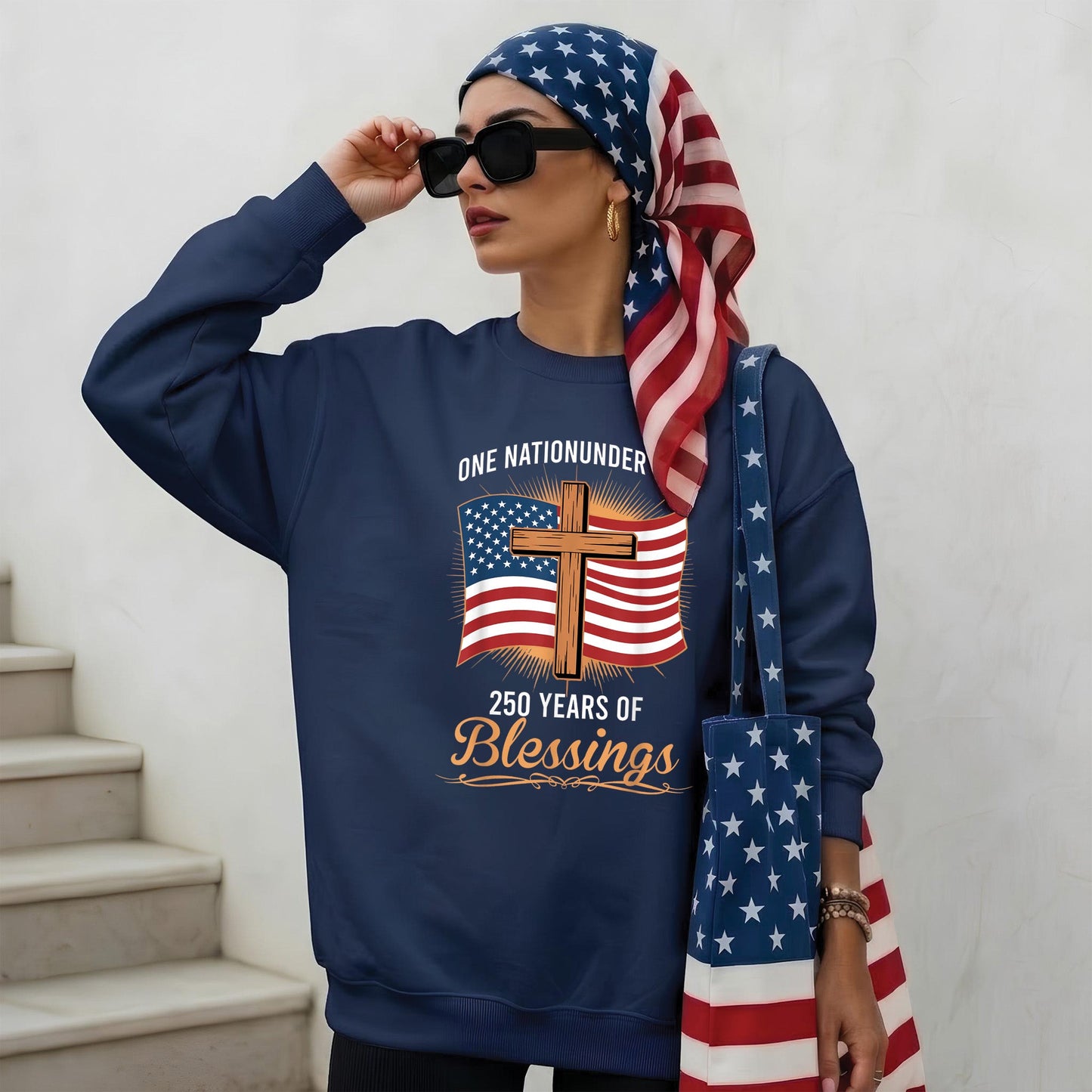 America 250th Anniversary – One Nation Under God Cross 250 Years of Blessings Unisex Shirt