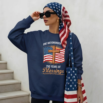 America 250th Anniversary – One Nation Under God Cross 250 Years of Blessings Unisex Shirt