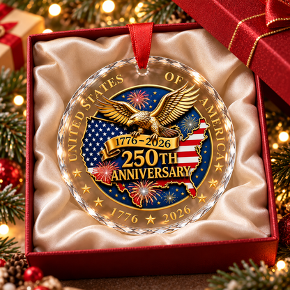 USA 250th Anniversary 3-Inch Acrylic Patriotic Christmas Ornament