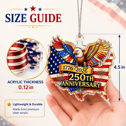 USA 250 Years of Freedom Patriotic Eagle Christmas Ornament.