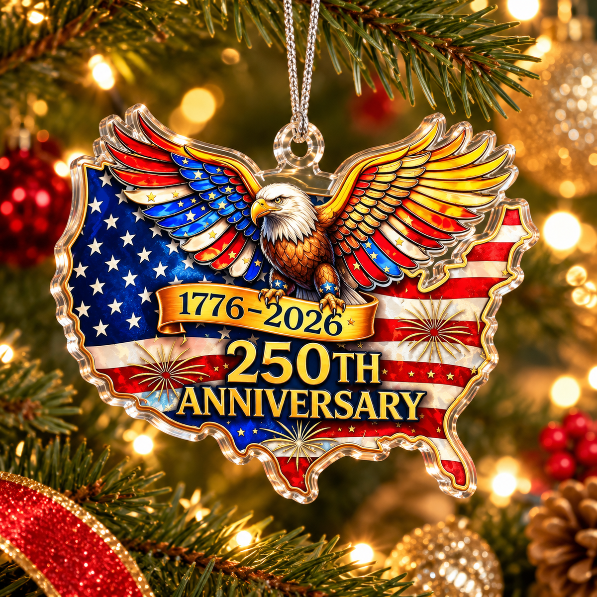 250th Anniversary Christmas Acrylic Ornament Patriotic