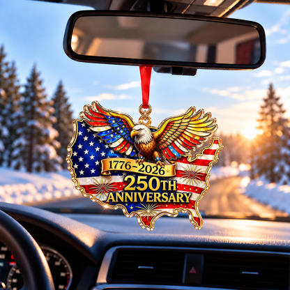 USA 250 Years of Freedom Patriotic Eagle Christmas Ornament.