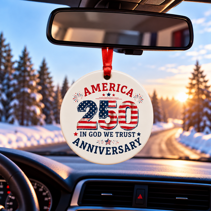 America 250th Anniversary 2026 3-Inch Patriotic Ceramic Christmas Ornament