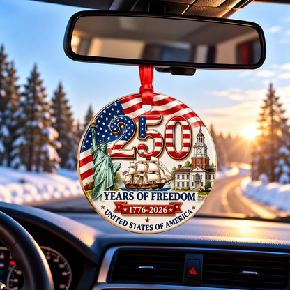 250 Years of Freedom 2026 3-Inch American Flag Christmas Ornament