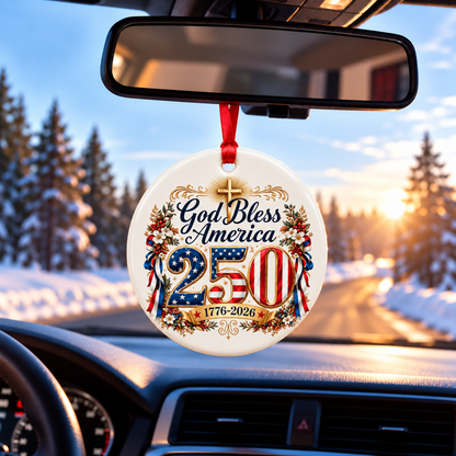 1776–2026 God Bless America Ceramic Ornament.