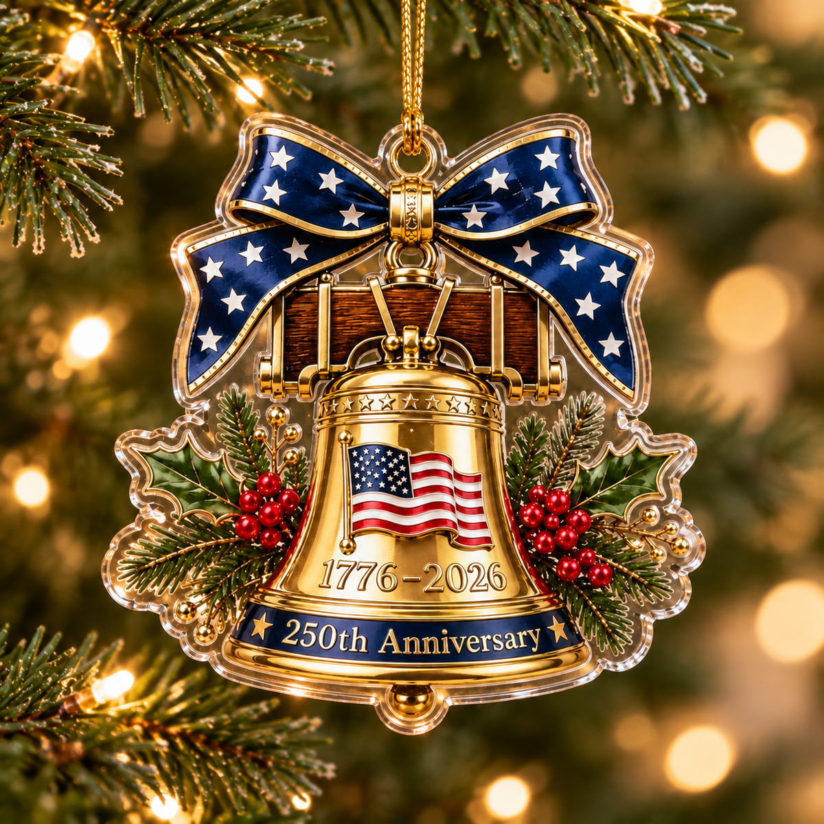 250 Christmas Bell Ornament 250th Anniversary Christmas Ornament Patriotic.
