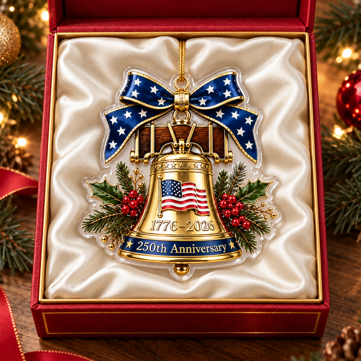 250 Christmas Bell Ornament 250th Anniversary Christmas Ornament Patriotic.