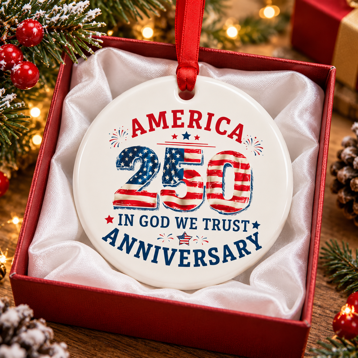 250th Anniversary 3-Inch Ceramic Christmas Ornament