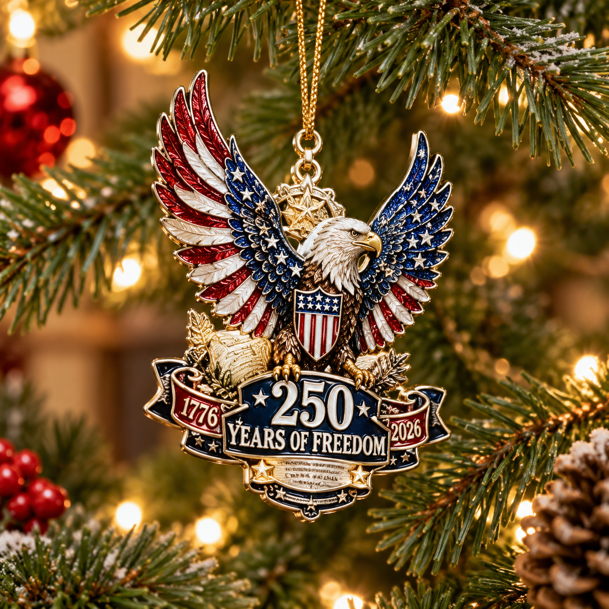 America 250th Christmas Eagle  Ornament.
