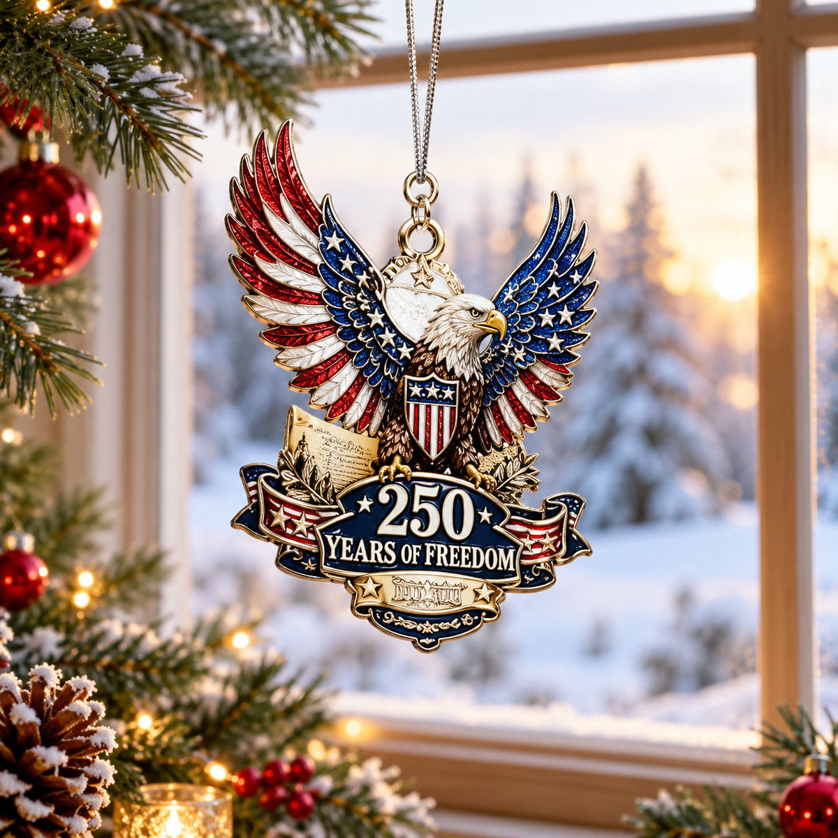 250th Anniversary Christmas Acrylic Ornament Patriotic