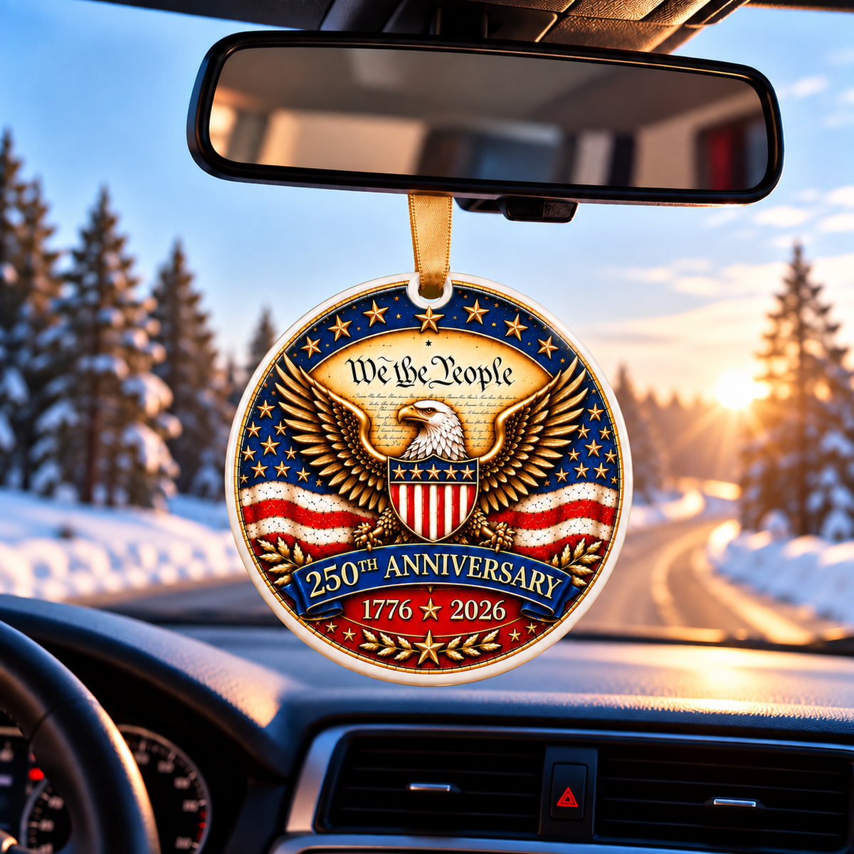 United States 250th Anniversary 3-Inch Ceramic Ornament – Eagle & American Flag
