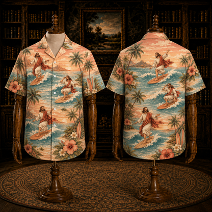 Navy Jesus Is My Savior Hawaiian Shirt – Philippians 4:13 Christian Faith Button-Up