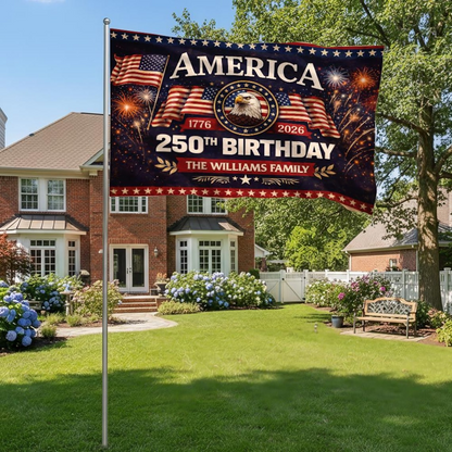 Patriotic 250th Anniversary 1776 2026 United States of America Semiquincentennial Grommet Flag