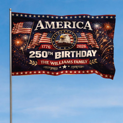 Patriotic 250th Anniversary 1776 2026 United States of America Semiquincentennial Grommet Flag
