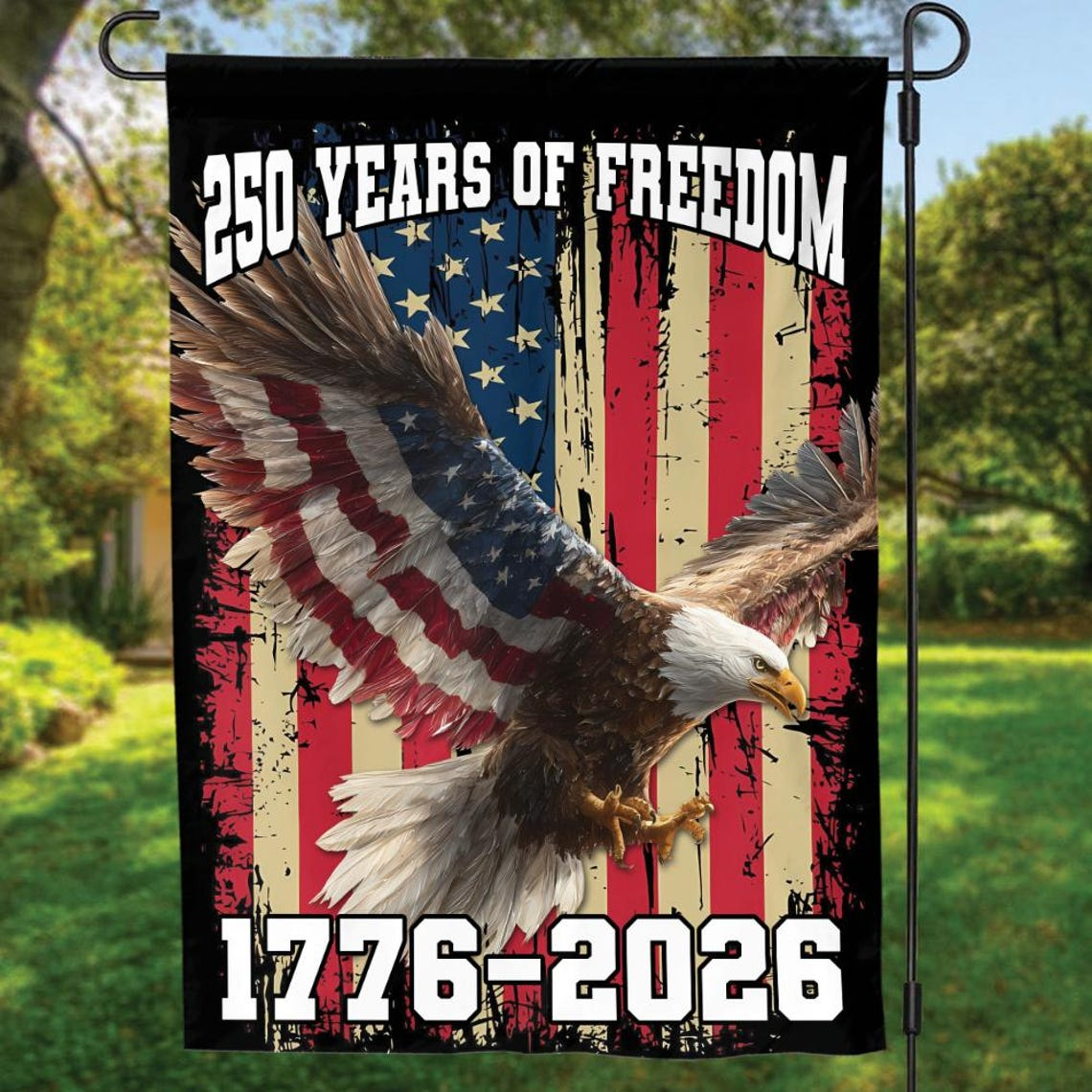 250 Years America Garden Flag, 250th Anniversary USA Patriotic Banner Double-Sided with Eagle Design, 1776-2026 Commemorative