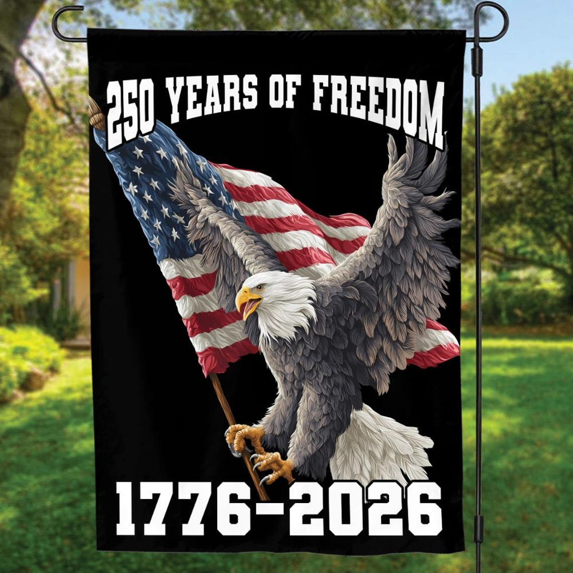 250 Years America Garden Flag, 250th Anniversary USA Patriotic Banner Double-Sided with Eagle Design, 1776-2026 Commemorative