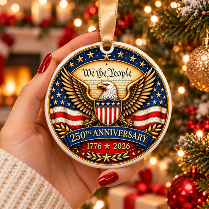 United States 250th Anniversary 3-Inch Ceramic Ornament – Eagle & American Flag