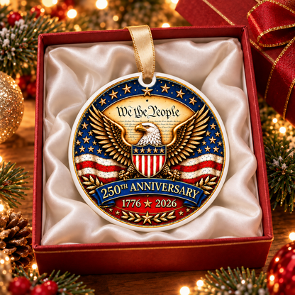 United States 250th Anniversary 3-Inch Ceramic Ornament – Eagle & American Flag