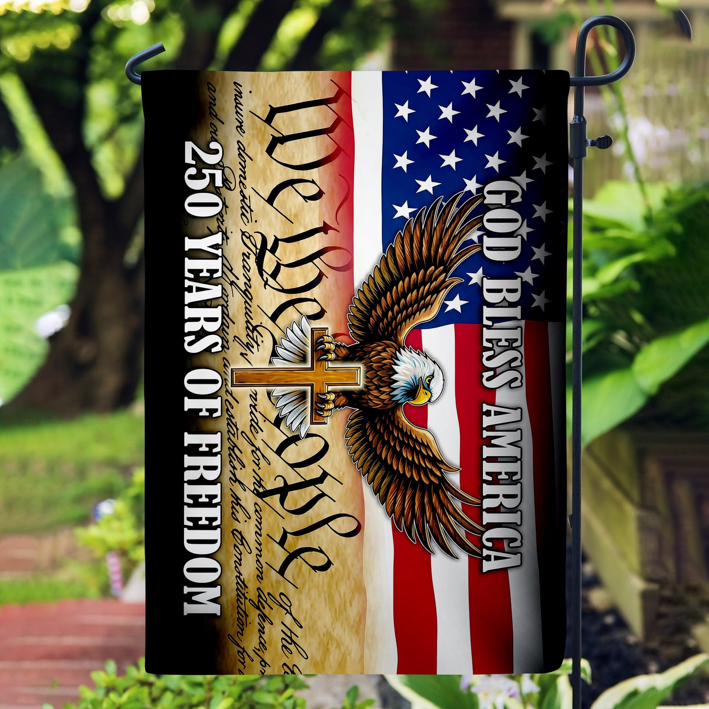 Patriotic 250th Anniversary 1776 2026 United States of America Semiquincentennial Grommet Flag