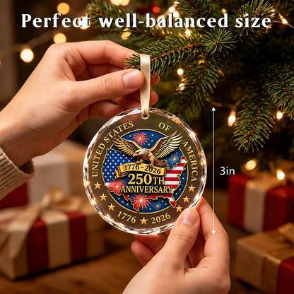 USA 250th Anniversary 3-Inch Acrylic Patriotic Christmas Ornament