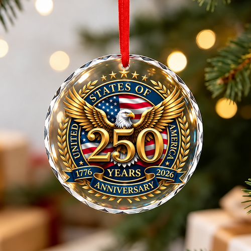 America 250th Anniversary 3-Inch Gold Eagle Patriotic Ornament