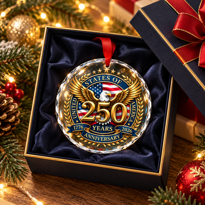 USA 250th Anniversary 3-Inch Glass Christmas Ornament-Glass