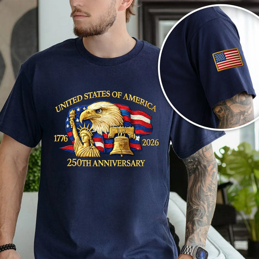 Bald Eagle United States Of America 250th Anniversary Sleeve Tee Shirt