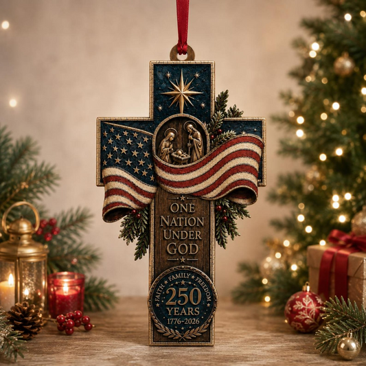 America Faith Wooden Ornament, 250th Anniversary Christmas 2 Layer Ornament