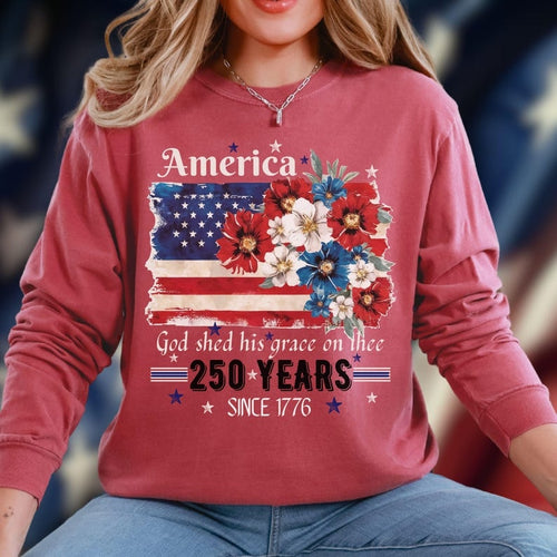 America 250 T-Shirt, Vintage USA Flag Floral Tee, 1776–2026 Semiquincentennial Patriotic Shirt,
