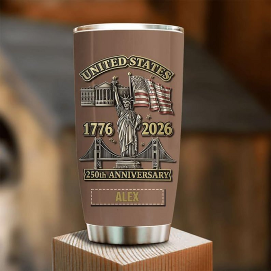 Personalized  250 Years USA Tumbler for Proud Americans We The People  1776 2026