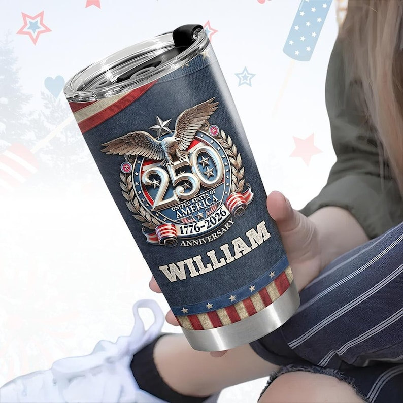 Personalized  250 Years USA Tumbler for Proud Americans We The People  1776 2026