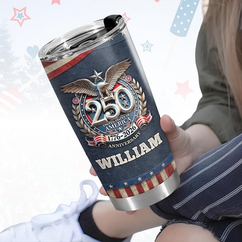 Personalized  250 Years USA Tumbler for Proud Americans We The People  1776 2026
