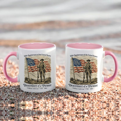 Personalized 250th Anniversary of the United States Mug, Descendant of a Patriot 1776–2026 Coffee Cup, Historic American Heritage Gift