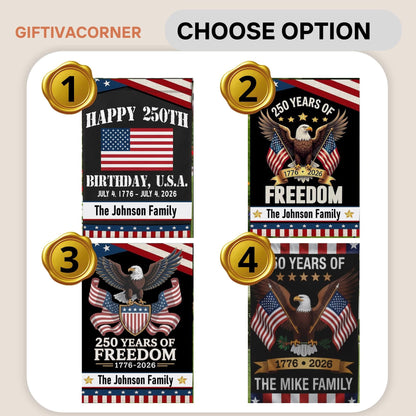 Custom Family Name 250 Years America Flag 250th Birthday 1776-2026 Garden Flag Gift for Family