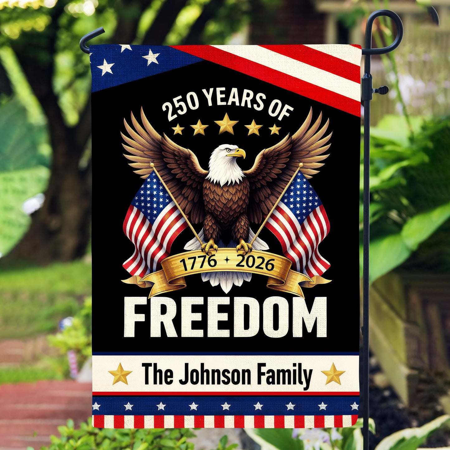 Custom 250 Years America Garden Flag, 250th Anniversary USA Patriotic Banner Double-Sided with Eagle Design, 1776-2026 Commemorative