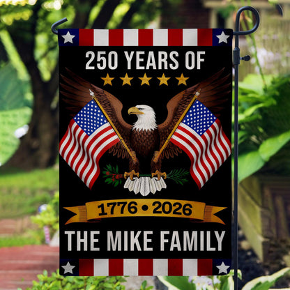 Custom 250 Years America Garden Flag, 250th Anniversary USA Patriotic Banner Double-Sided with Eagle Design, 1776-2026 Commemorative