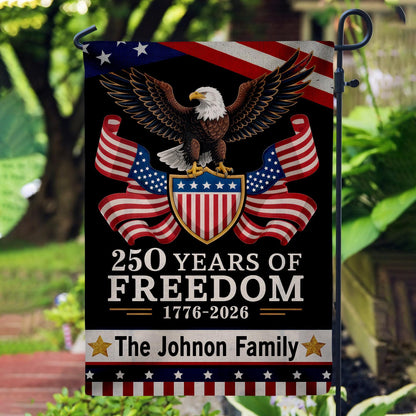 Custom 250 Years America Garden Flag, 250th Anniversary USA Patriotic Banner Double-Sided with Eagle Design, 1776-2026 Commemorative