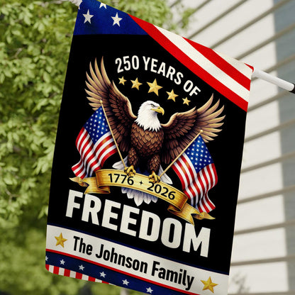 Custom 250 Years America Garden Flag, 250th Anniversary USA Patriotic Banner Double-Sided with Eagle Design, 1776-2026 Commemorative
