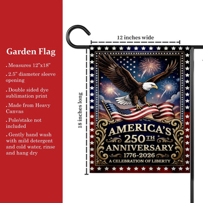 Personalized 250 Years America Garden Flag, USA 1776–2026, Custom Family Name, Outdoor Garden Decor, House Flag 4th of July Gift