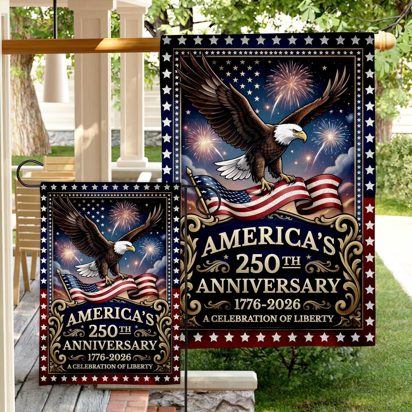 Personalized 250 Years America Garden Flag, USA 1776–2026, Custom Family Name, Outdoor Garden Decor, House Flag 4th of July Gift